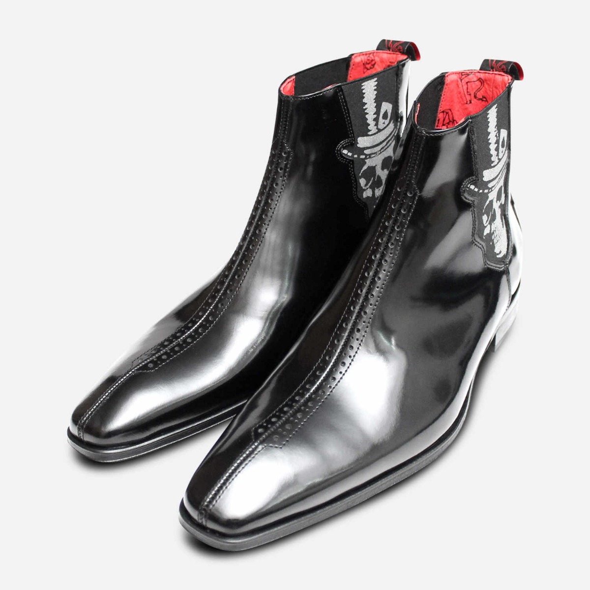 Exclusive Jeffery West Black Polished Skull Chelsea Boots | eBay