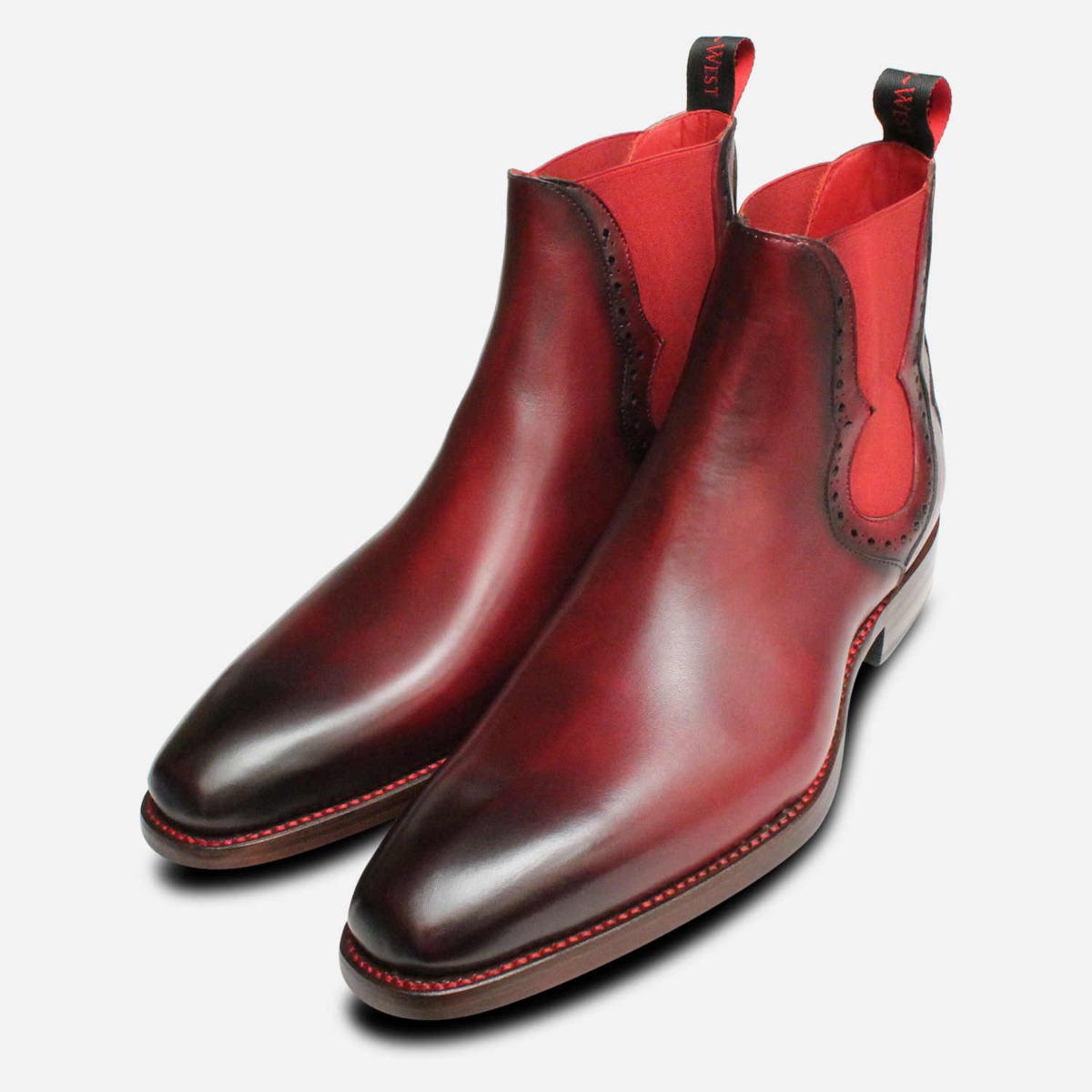 chelsea boots red elastic