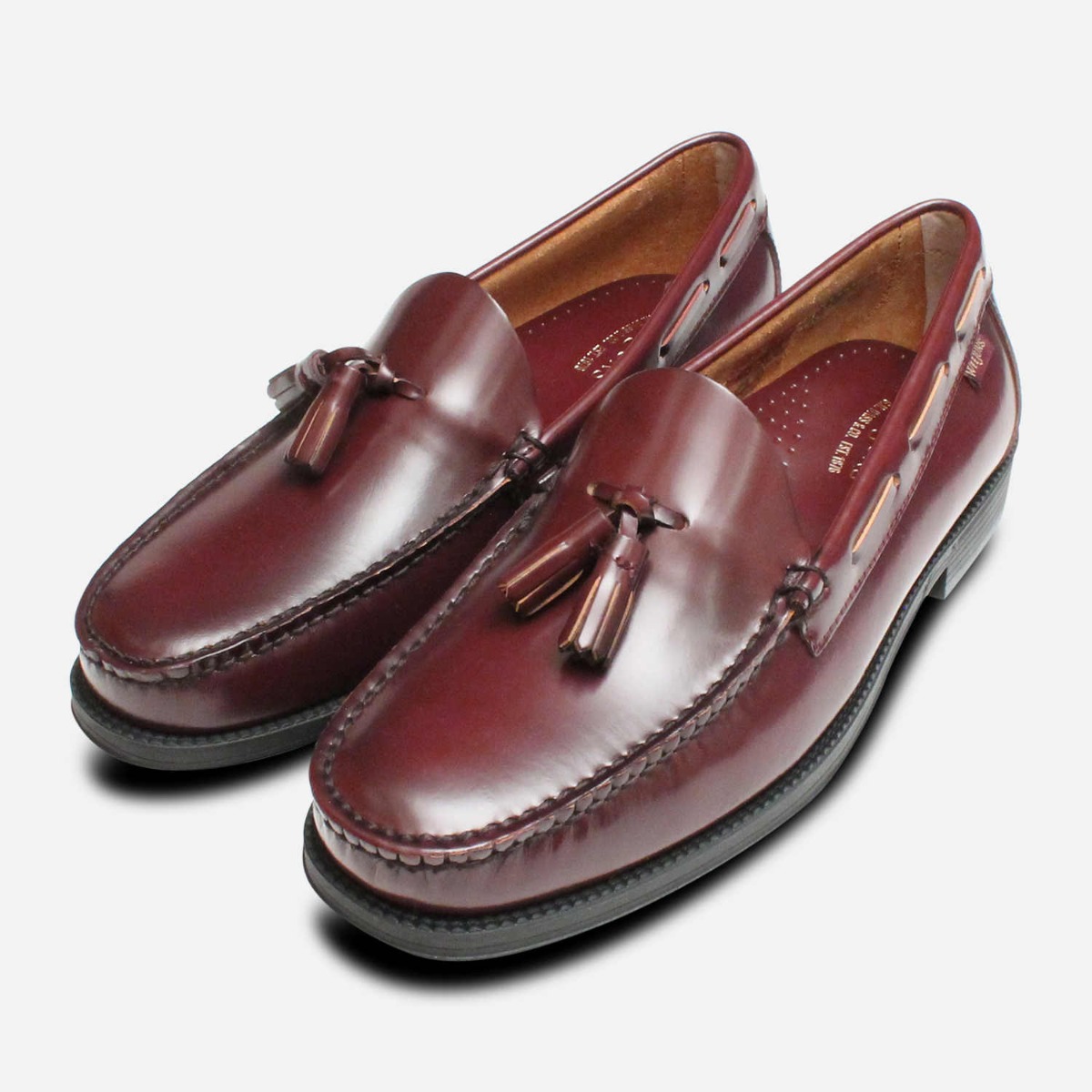 Mens Bass Weejun Tassel Loafer Shoes Larkin in Burgundy | eBay