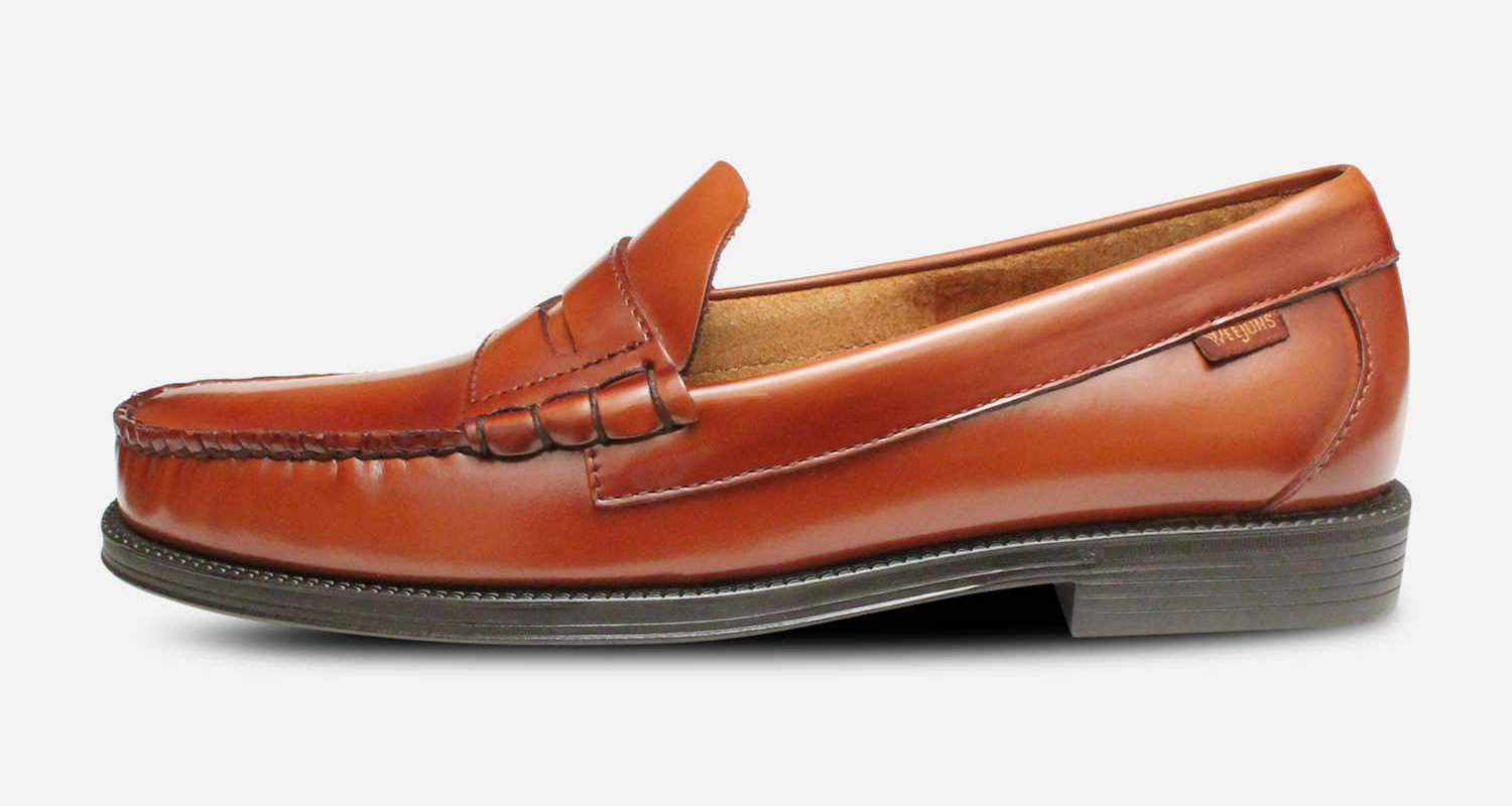 Larson II Brown Penny Loafer Shoes by GH Bass Rubber Sole