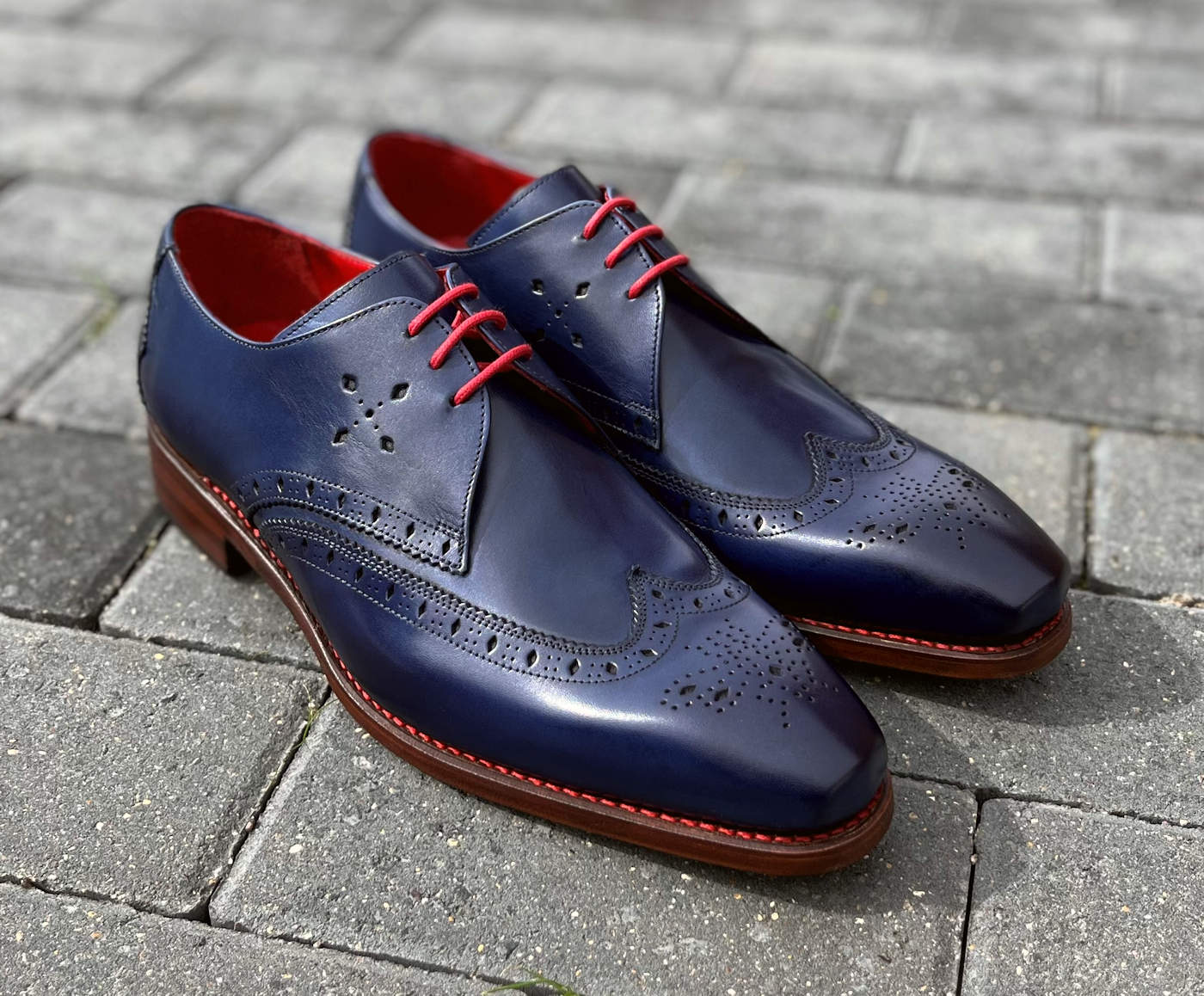 Navy brogue fashion shoes