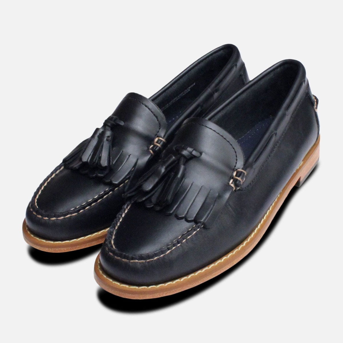ladies navy leather loafers