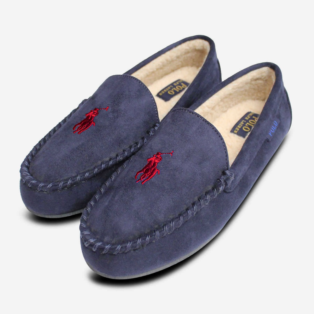 Ralph Lauren Polo Navy Blue Mens Slippers with Warm Lining | eBay