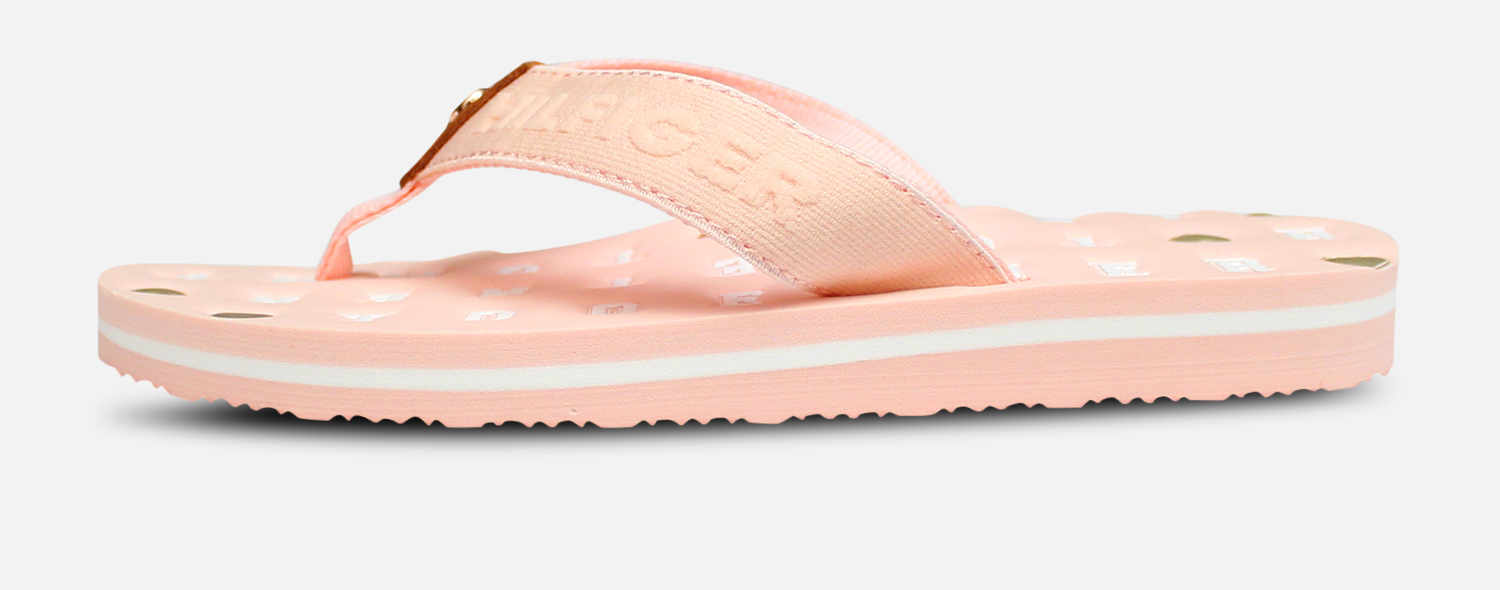 Tommy Hilfiger Pink Womens Embossed Flip Flop Sandals