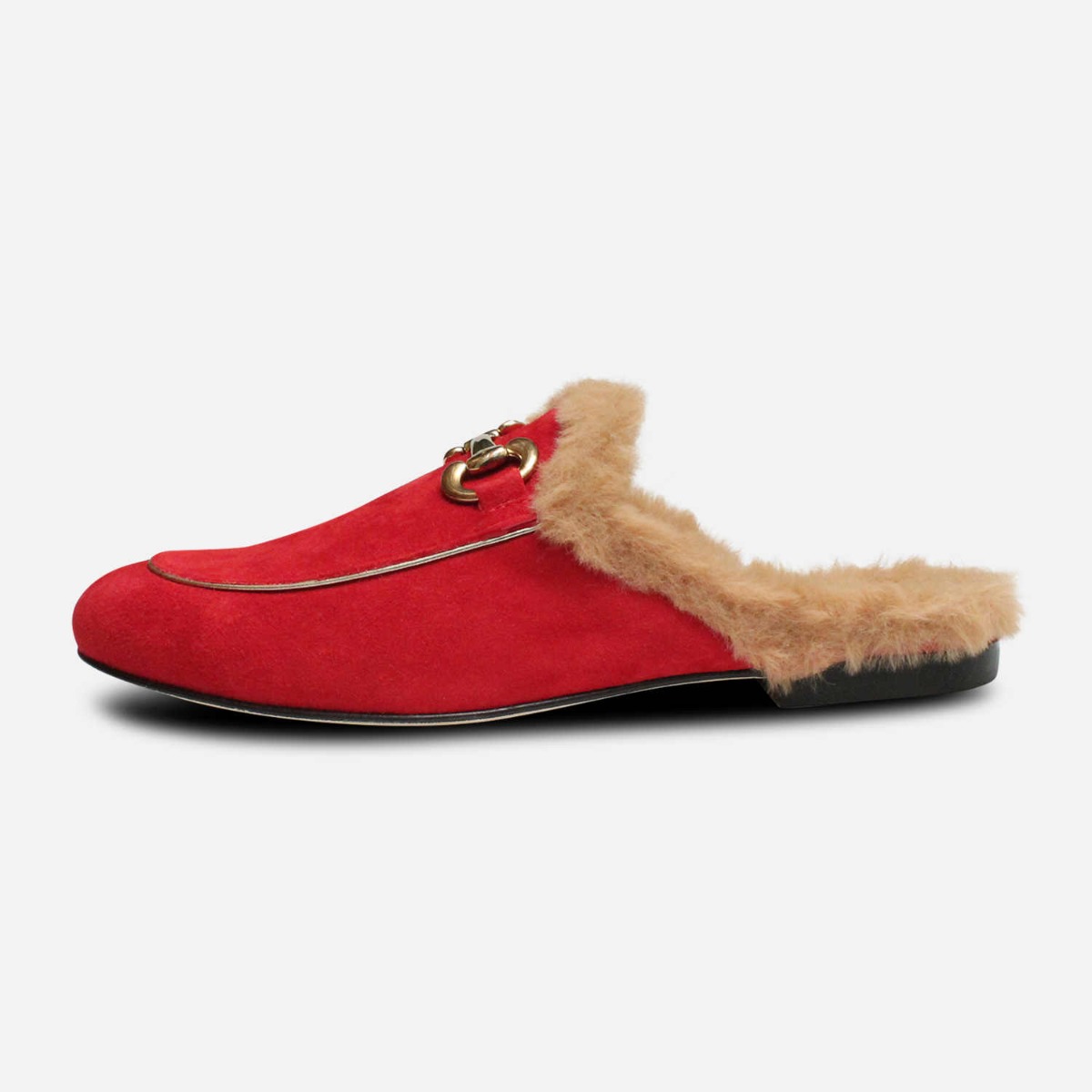 Exclusive Velvet Fur Backless Loafers 