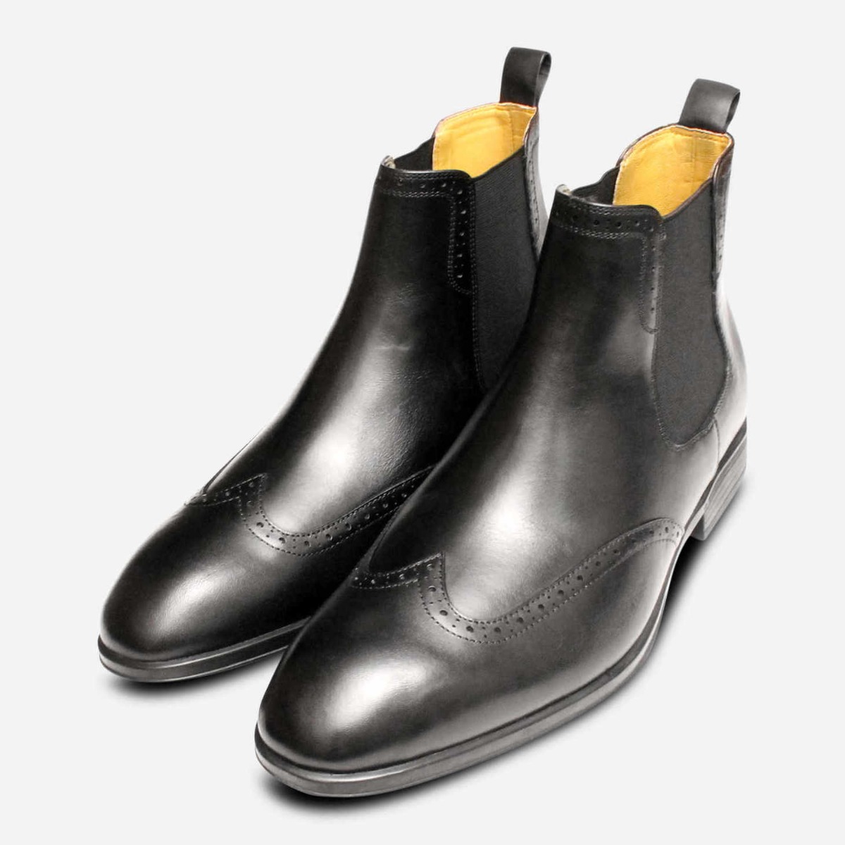 Steptronic Formal Black Mens Wingtip Chelsea Boots | eBay