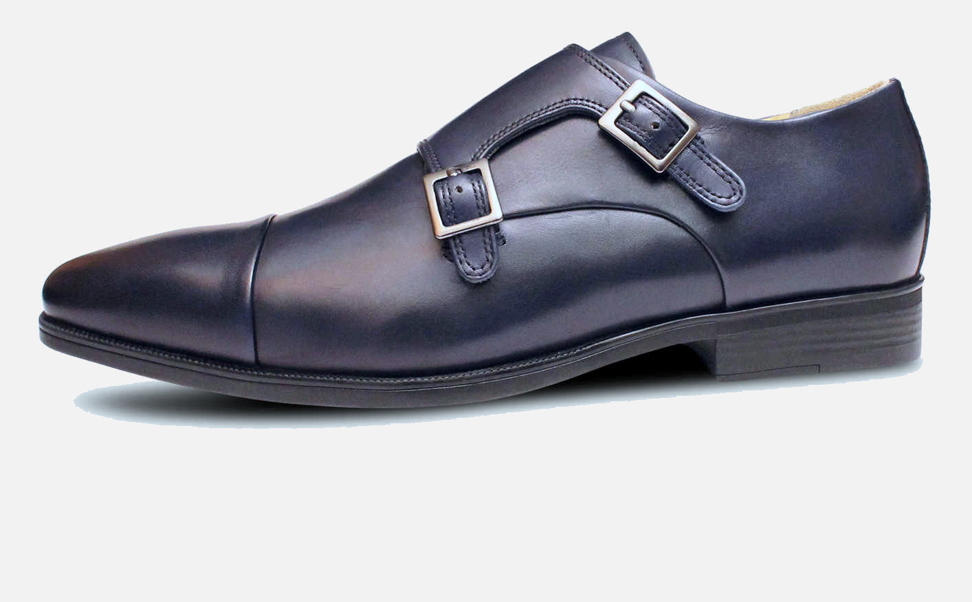 Steptronic Navy Blue Double Buckle Monk Strap Comfort Shoe