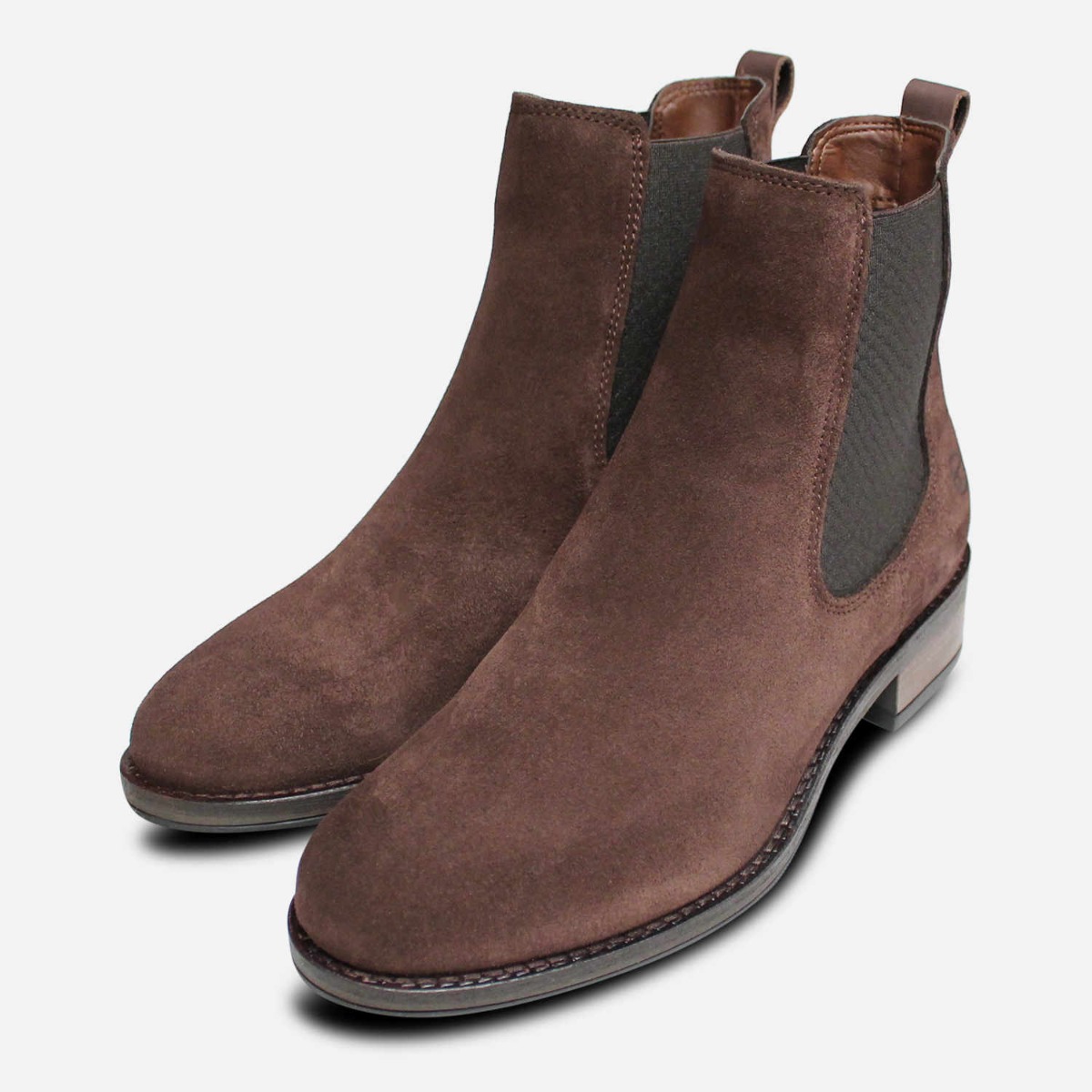 Brown Suede Leather Tamaris Ladies Ankle Chelsea Boots | eBay