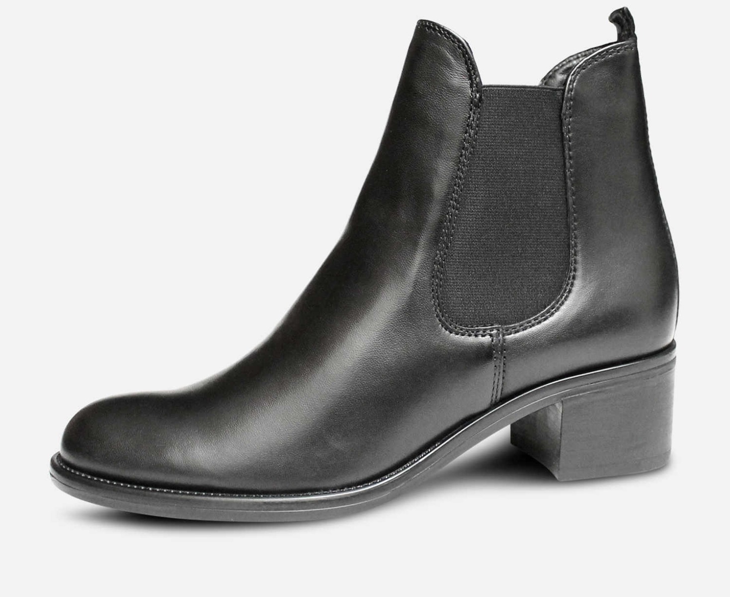 Black leather heeled chelsea boots womens hotsell