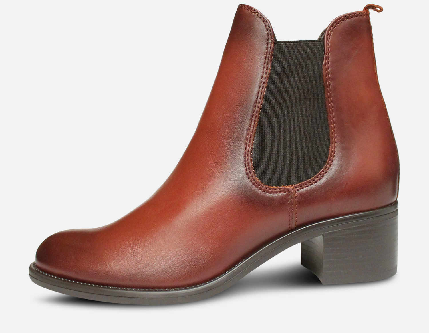 Tamaris Premium Round Toe Heeled Chelsea Boot in Brown