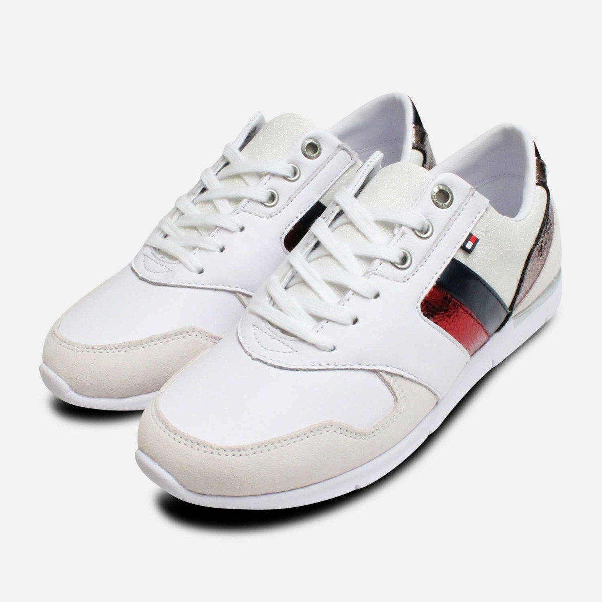 ladies white tommy hilfiger trainers