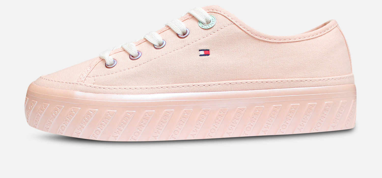 Tommy Hilfiger Flatform Detail Sneakers in Pink Canvas