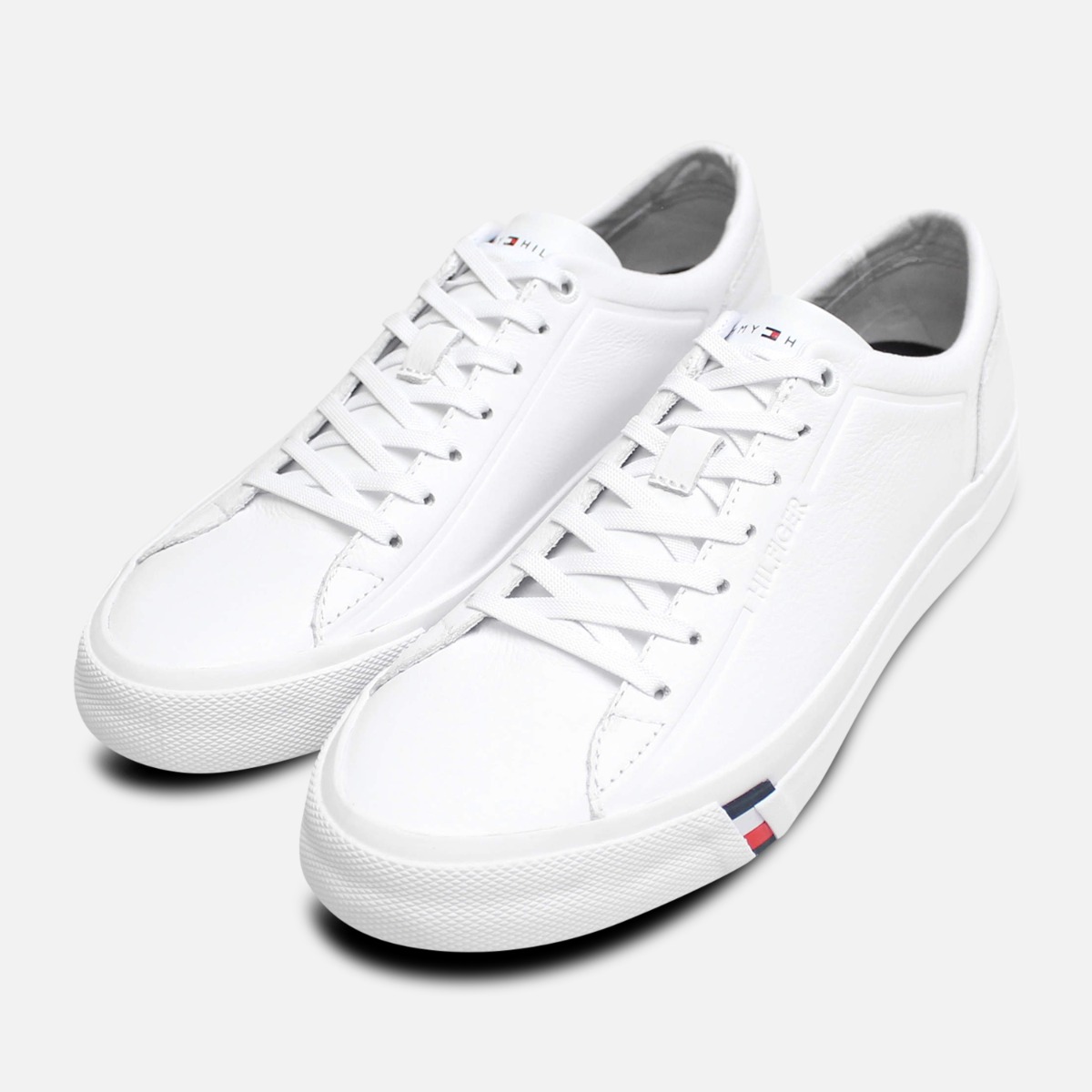 tommy hilfiger leather sneaker white