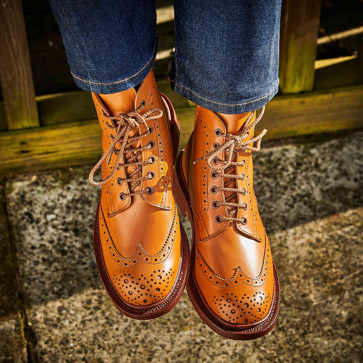 Acorn Tan Ladies English Country Brogues Trickers Stephy