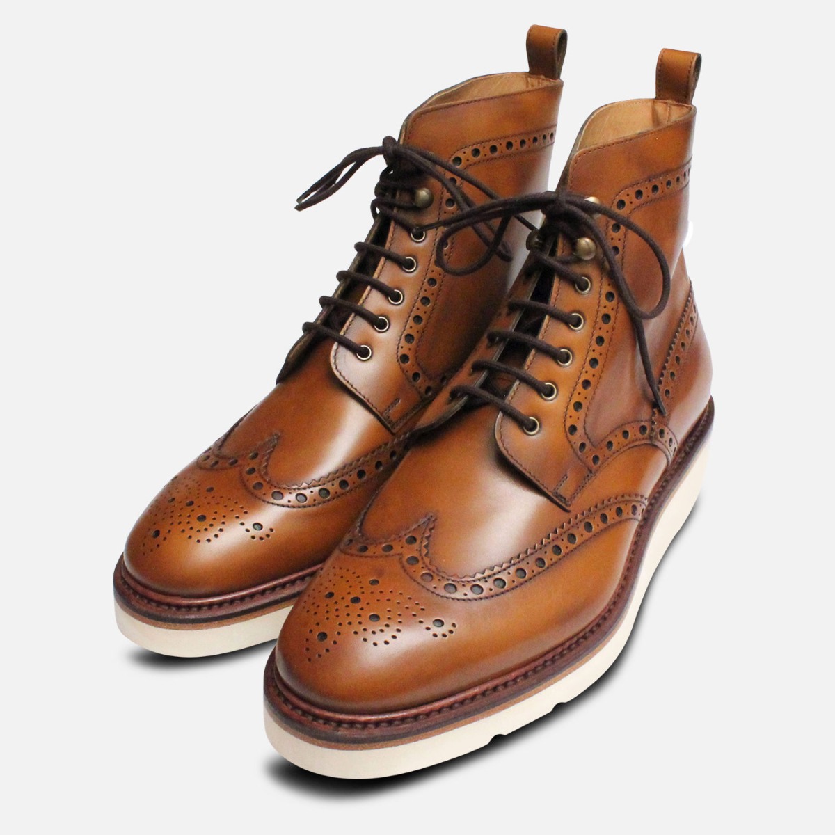 Designer Italian Brogue Boots Goodyear Vibram Sole | eBay
