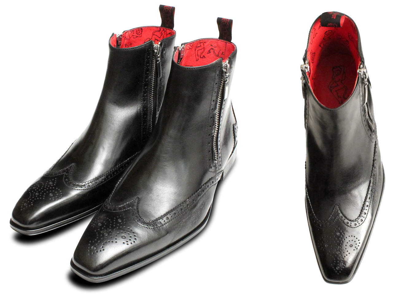 Black Twin Zip Boots for Men